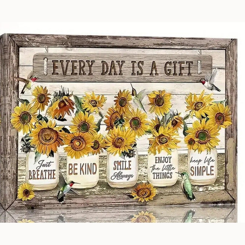 Every Day Is A Gift Motivational Canvas Print Framed 11.8" x 15.7" Wall Art NEW! Home & Garden:Home Décor:Posters & Prints Style Your Walls